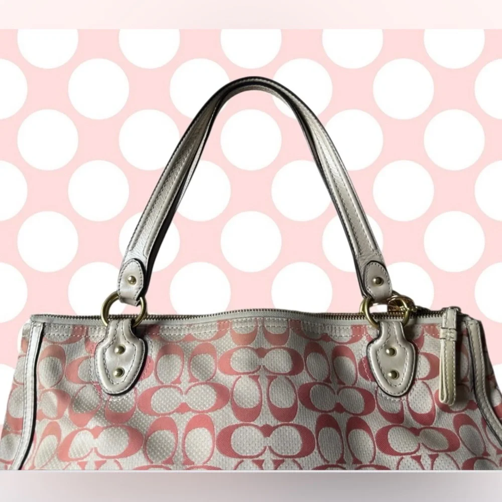 COACH Signature Poppy C Dot Hallie Tote
